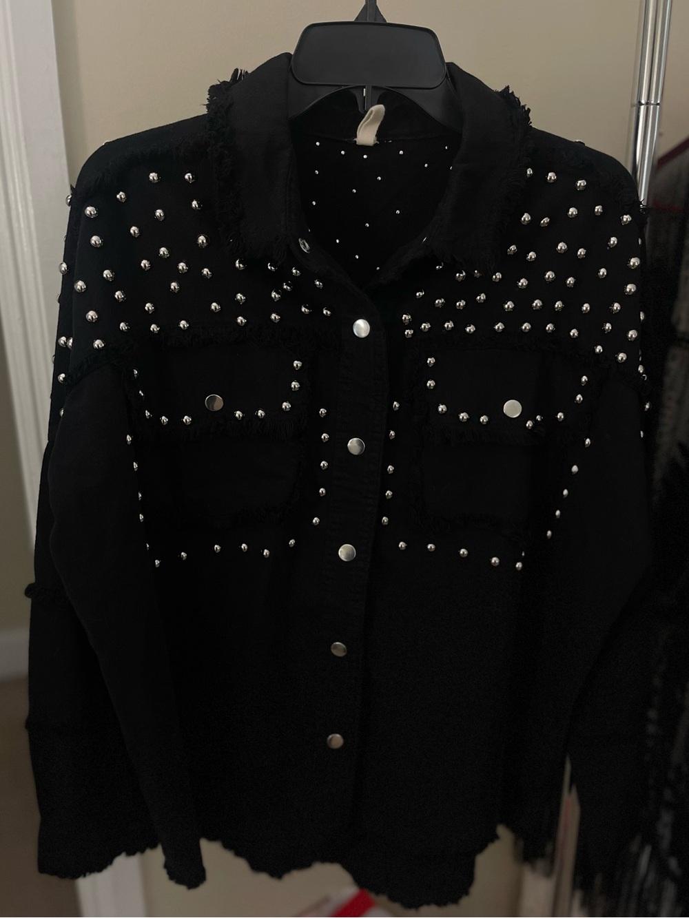 Elan- Studded Cotton Jacket in black